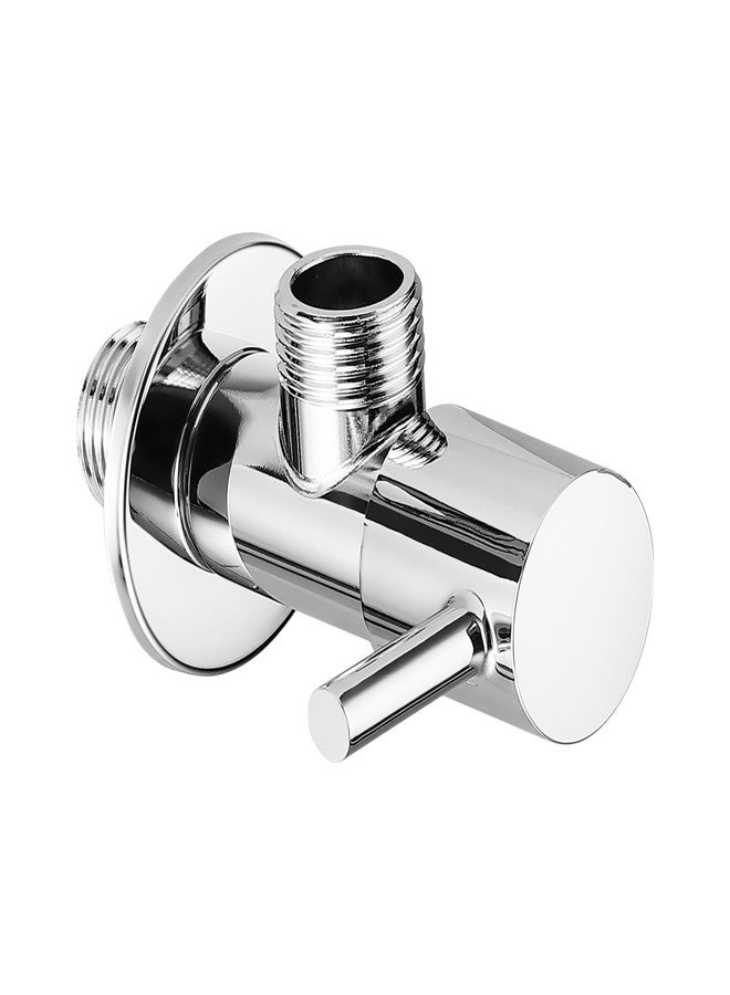 Orvos Angle Valve, Rounded, Premium 304 Stainless Steel Chrome Plated Body with Full Brass Cartridge Inside, Set of 1, for Hot & Cold Supply to Geysers, Sinks, Basins and Flush Tanks - Image 1